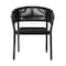 Armen Living Doris Outdoor Patio Dining Chair in Dark Eucalyptus Wood with Black Rope, PK2 LCDOSIBLK - alternate 5